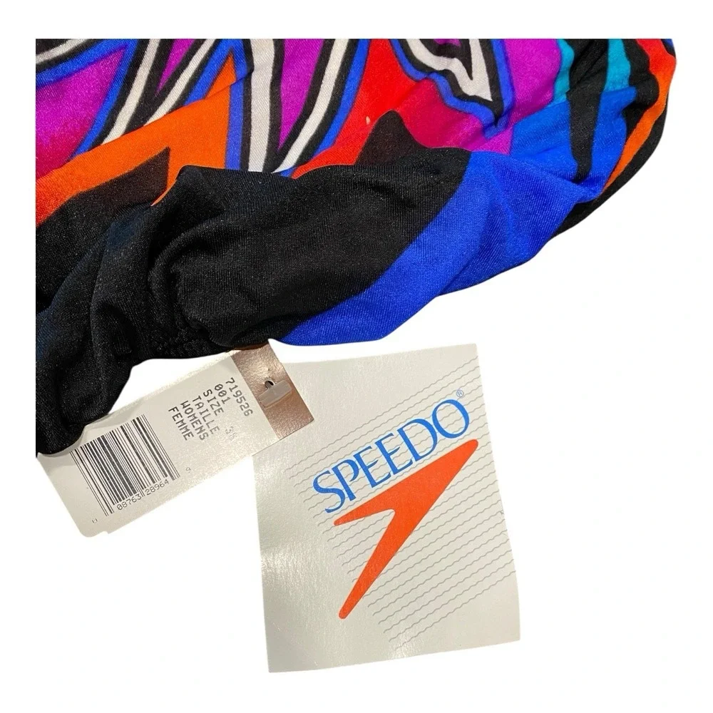 VTG 90s Speedo One-Piece Bathing Swimsuit Retro 80s Geometric USA Sz 14 (38) NWT